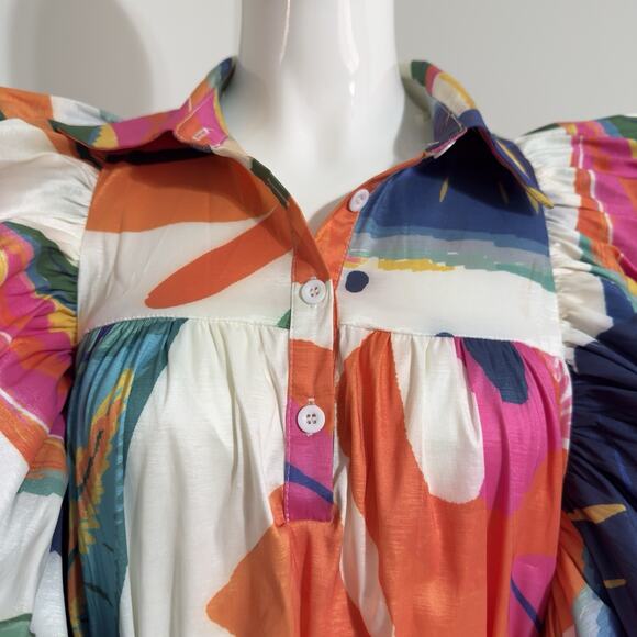 Love Highlight Women’s M Mini Dress Butterfly Sleeves Ruffle Waist Tie - Picture 5 of 16